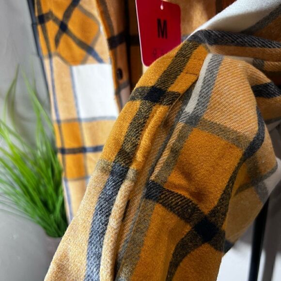 HFX Ladies’ Shirt Jacket plaid yellow size medium - Picture 5 of 16